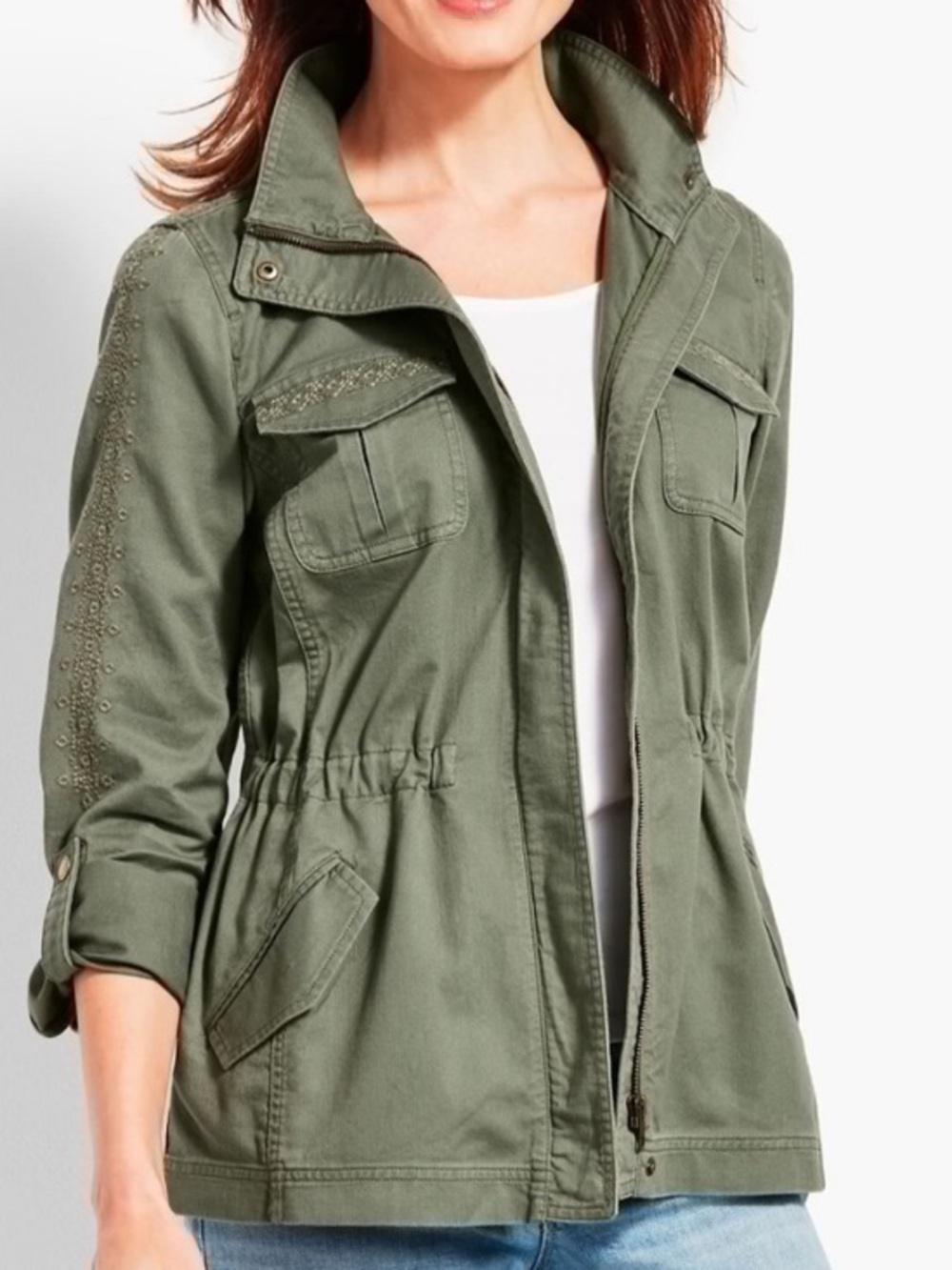 Talbots Cotton Green Khaki Lightweight Jacket